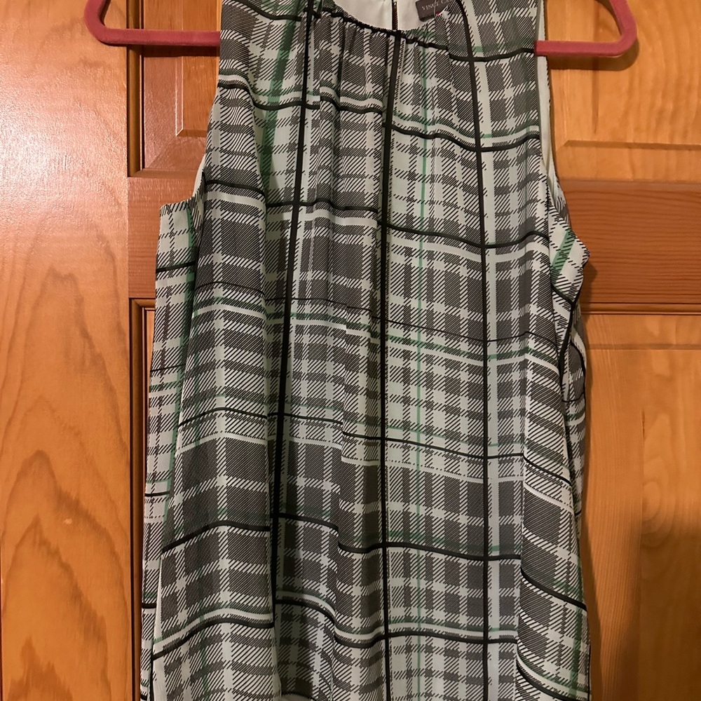Vince Camuto Black and Green Plaid Kids Dress